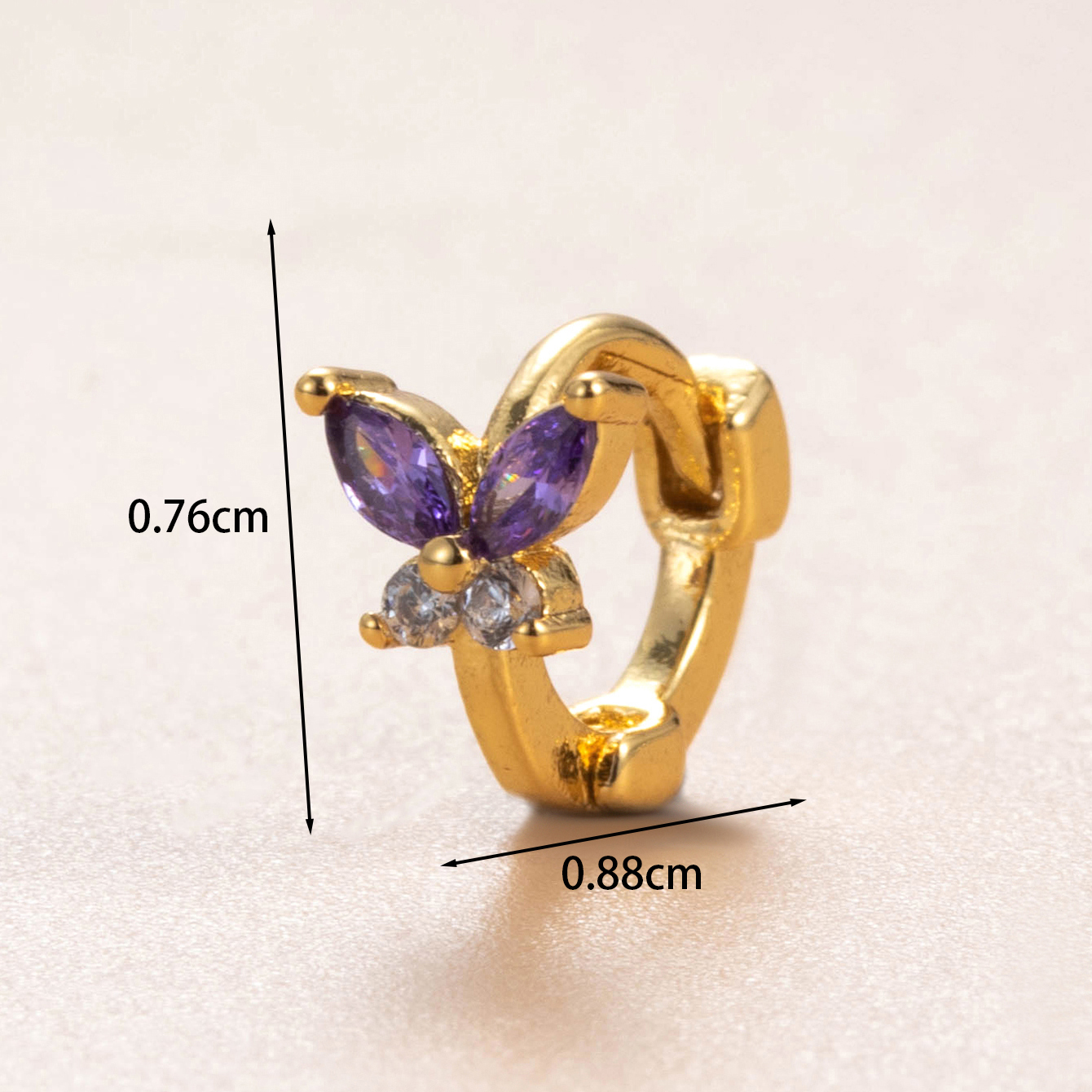 1 Piece Simple Series Butterfly Shape Copper 18K Gold color Plated Material Zircon Women's Hoop Earrings h5 